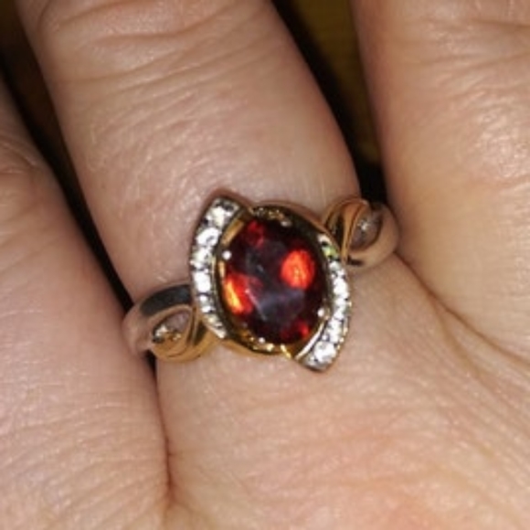 Lab created Ruby and topaz GE ring - Picture 1 of 1